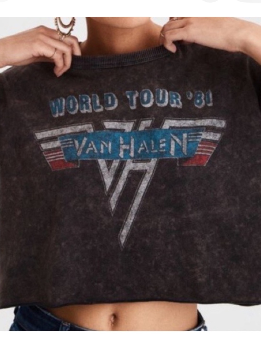 Van Halen shirt crop band tee washed out graphic tee